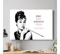Audrey Hepburn Inspirational Quote Nothing Is Impossible Canvas Wall Art Picture Print Best Gift For Hepburn Fans Modern Home Office Hotel Decoration (XS: 20cm X 31cm)