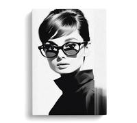 Audrey Hepburn Line Art Canvas Print | Gallery Wrapped 30mm Frame Wall Art | 30x20 inches | Ready to Hang | Minimalist Abstract Picture | Living Room Bedroom Lounge Office