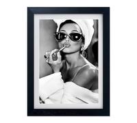 Audrey Hepburn Lips Wall Art Black and White Bathroom Print Trendy Framed Vintage Wall Decor Old Hollywood Fashion Woman Bedroom Painting Apartment Girly Dorm Room Decor
