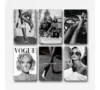Audrey Hepburn Lipstick Wall Art - 6 Decayed Black And White Fashion Retro Posters