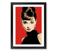 Audrey Hepburn Minimalism Framed Wall Art Print, Ready to Hang Picture for Living Room Bedroom Home Office, Black A2 (48 x 66 cm)