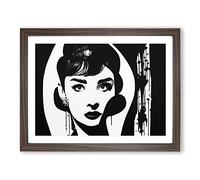 Audrey Hepburn Monochrome Vol.3 Framed Print | A2 Walnut Framed Wall Art | Ready to Hang | Modern Nature Picture | Living Room Bedroom Lounge Office