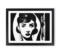 Audrey Hepburn Monochrome Vol.3 Framed Print | A4 Black Framed Wall Art | Ready to Hang | Modern Nature Picture | Living Room Bedroom Lounge Office