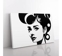 Audrey Hepburn Monochrome Vol.4 Canvas Wall Art Print Ready to Hang, Framed Picture for Living Room Bedroom Home Office Décor, 76x50 cm (30x20 Inch)