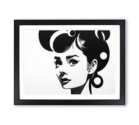 Audrey Hepburn Monochrome Vol.4 WHT Framed Print | A3 Black Framed Wall Art | Ready to Hang | Modern Nature Picture | Living Room Bedroom Lounge Office