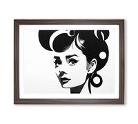 Audrey Hepburn Monochrome Vol.4 WHT Framed Print | A4 Walnut Framed Wall Art | Ready to Hang | Modern Nature Picture | Living Room Bedroom Lounge Office
