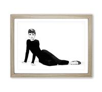 Audrey Hepburn No.3 Modern Framed Wall Art Print, Ready to Hang Picture for Living Room Bedroom Home Office Décor, Oak A4 (34 x 25 cm)