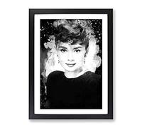 Audrey Hepburn No.5 Modern Cb Framed Print | A2 Black Framed Wall Art | Ready to Hang | Modern Nature Picture | Living Room Bedroom Lounge Office