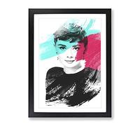 Audrey Hepburn No.5 V2 Modern Framed Print | A3 Black Framed Wall Art | Ready to Hang | Modern Nature Picture | Living Room Bedroom Lounge Office
