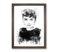 Audrey Hepburn No.5 V3 Modern Framed Print | A2 Walnut Framed Wall Art | Ready to Hang | Modern Nature Picture | Living Room Bedroom Lounge Office