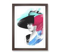Audrey Hepburn No.6 V2 Modern Framed Wall Art Print, Ready to Hang Picture for Living Room Bedroom Home Office Décor, Walnut A4 (34 x 25 cm)
