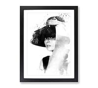 Audrey Hepburn No.6 V3 Modern Framed Wall Art Print, Ready to Hang Picture for Living Room Bedroom Home Office Décor, Black A2 (64 x 46 cm)