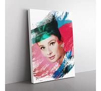 Audrey Hepburn No.7 V2 Modern Canvas Wall Art Print Ready to Hang, Framed Picture for Living Room Bedroom Home Office Décor, 50x35 cm (20x14 Inch)