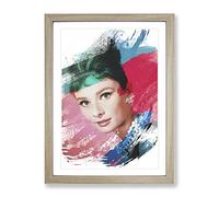 Audrey Hepburn No.7 V2 Modern Framed Print | A2 Oak Framed Wall Art | Ready to Hang | Modern Nature Picture | Living Room Bedroom Lounge Office