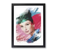 Audrey Hepburn No.7 V2 Modern Framed Print | A3 Black Framed Wall Art | Ready to Hang | Modern Nature Picture | Living Room Bedroom Lounge Office