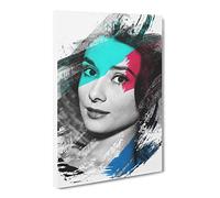 Audrey Hepburn No.9 V2 Modern Canvas Wall Art Print Ready to Hang, Framed Picture for Living Room Bedroom Home Office Décor, 24x16 Inch (60x40 cm)