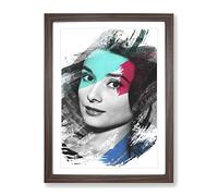 Audrey Hepburn No.9 V2 Modern Framed Print | A2 Walnut Framed Wall Art | Ready to Hang | Modern Nature Picture | Living Room Bedroom Lounge Office