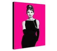 Audrey Hepburn Pop Art Pink - Breakfast at Tiffany's - Movie Art - Wrapped Framed Canvas Wall Art (A2 [61cm x 41cm])