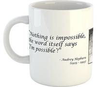 Audrey Hepburn Quote Mug - Nothing is Impossible, Bone China - 300ml - Dishwasher and Microwave Safe