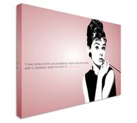 Audrey Hepburn Quote Pink - Canvas Wall Art Picture - Medium 12x16 inches