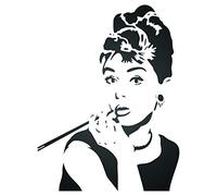 Audrey Hepburn Stencil - 16.5 x 21.5cm (S) - Reusable Actress Star Breakfast at Tiffany's Wall Stencils for Painting