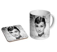 Audrey Hepburn Stunning BW Ceramic Coffee Mug + Coaster Gift Set …