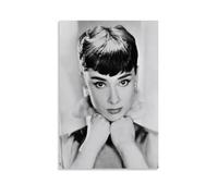 Audrey Hepburn Supports Chin with Both Hands in Black and White Poster Decorative Painting Canvas Wall Art Living Room Poster Bedroom Painting Wall Art Picture Print Modern Family Room De