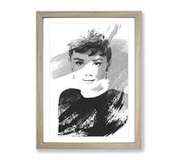 Audrey Hepburn Vol.5 V1 Modern Framed Print | A3 Oak Framed Wall Art | Ready to Hang | Modern Nature Picture | Living Room Bedroom Lounge Office