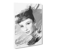Audrey Hepburn Vol.7 V1 Modern Canvas Wall Art Print Ready to Hang, Framed Picture for Living Room Bedroom Home Office Décor, 30x20 Inch (76x50 cm)
