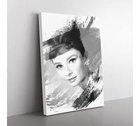 Audrey Hepburn Vol.7 V1 Modern Canvas Wall Art Print Ready to Hang, Framed Picture for Living Room Bedroom Home Office Décor, 76x50 cm (30x20 Inch)