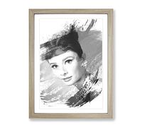 Audrey Hepburn Vol.7 V1 Modern Framed Print | A3 Oak Framed Wall Art | Ready to Hang | Modern Nature Picture | Living Room Bedroom Lounge Office
