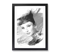 Audrey Hepburn Vol.7 V1 Modern Framed Print | A4 Black Framed Wall Art | Ready to Hang | Modern Nature Picture | Living Room Bedroom Lounge Office