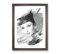 Audrey Hepburn Vol.7 V1 Modern Framed Wall Art Print, Ready to Hang Picture for Living Room Bedroom Home Office Décor, Walnut A3 (34 x 46 cm)