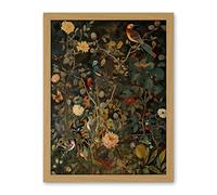 Audubon Style Birds in Spring Flower Field Modern Artwork Framed Wall Art Print 18X24 Inch