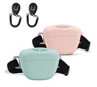 AUDWUD Upgraded Version of Silicone Treat Bag,Thicker and Stronger,Tighter Sealing;Comes with a Belt for Convenient Wearing;also Includes a Training Clicker for Easy Dog Training