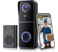 AUE Video Doorbell Camera Wireless, 2K HD Safe Doorbell Camera with Ring Chime, Battery Operated, PIR Motion Detection, Night Vision, 2-Way Audio, 2.4Ghz WiFi, Cloud Storage, Works with Alexa