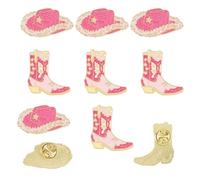 AUEAR, 10 Pack Western Cowboy Boot Hat Brooch Pin Cowgirl Enamel Pink for Jacket Badges Backpack Bags Clothes Accessories