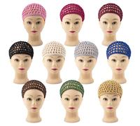 AUEAR, 10 Packs Mesh Crochet Hair Nets Hairnet Snoods Cover Snood Hats for Sleeping (10 Colors)