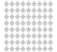 AUEAR, 100 Pack Pentacle Star Charms Protection Pendant Lucky Pentagram Charm for DIY Craft Bracelets Necklaces Earrings Keychain Jewelry Making Antique Silver