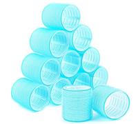 AUEAR, 12 Pack 2.1 Inch Self Grip Hair Rollers Curlers Salon Hair Curler Roller for Medium Hair Bangs Volume DIY Hairstyle Light Blue