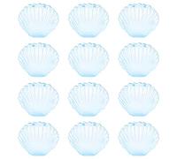 AUEAR, 15 Pack Clear Blue Seas Shells Jewelry Box Seashell Mini Candy Boxes Plastic for Wedding Decorations Gifts