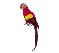 AUEAR, 17.7 Inch Red Lifelike Artificial Birds Feathered Fake Shoulder Parrot Decor Model for Decoration Craft Decorative Prop