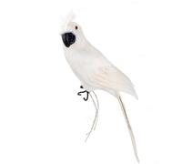 AUEAR, 17.7 Inch White Lifelike Artificial Big Birds Feathered Fake Shoulder Parrot Prop for Decoration Ornament Craft