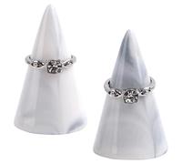 AUEAR, 2 Pack Ceramic Cone Ring Holder Tower Display Stand for Jewelry Ring Wedding Ring Grey
