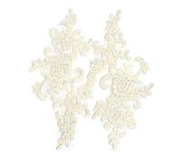 AUEAR, 2 Pack Flower Lace Applique Patches for Wedding Dress DIY Clothing Collar Material (Ivory Color)