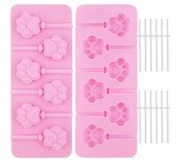 AUEAR, 2 Pack Paw Silicone Lollipops Mold with Sticks 6-Capacity Chocolate Hard Candy Mold Cat Dog Pet Paw Print Ice Cream Making Fondant Cupcake Topper Decoration