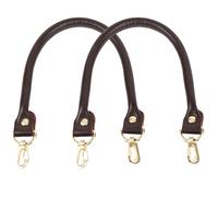 AUEAR, 2 Pack Purse Straps Replacement Leather Handbag Handles Dark Brown with Gold Metal Lobster Buckles