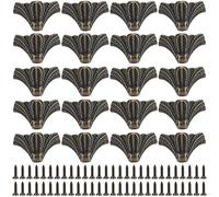 AUEAR, 20 Pack Antique Brass Wood Case Jewelry Chest Storage Box Decorative Hardware Jewelry Boxes Feet Corner Protector