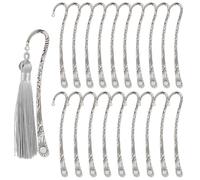 AUEAR, 20 Pack Metal Bookmarks Carved Hook Bookmark Vintage Book Markers with Hook for Reader (Silver)