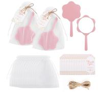 AUEAR, 20 Set Flower Shaped Handheld Mirror Bulk Wedding Party Favors Including Thank You Tag White Organza Bags and Jute Twine for Bridal Shower Souvenirs